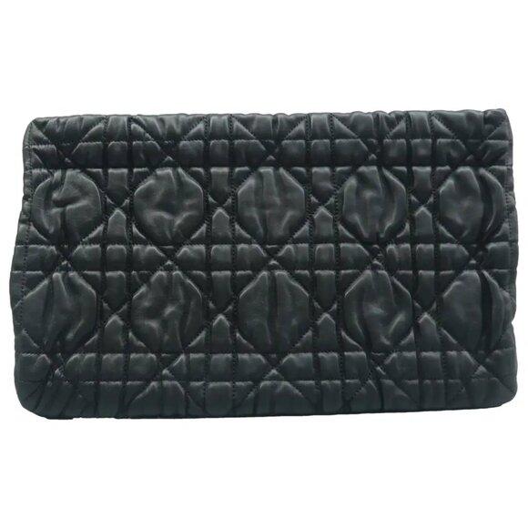 Dior Handbags - 100% Authentic Dior Black Gaufre Cannage Leather Clutch Bag